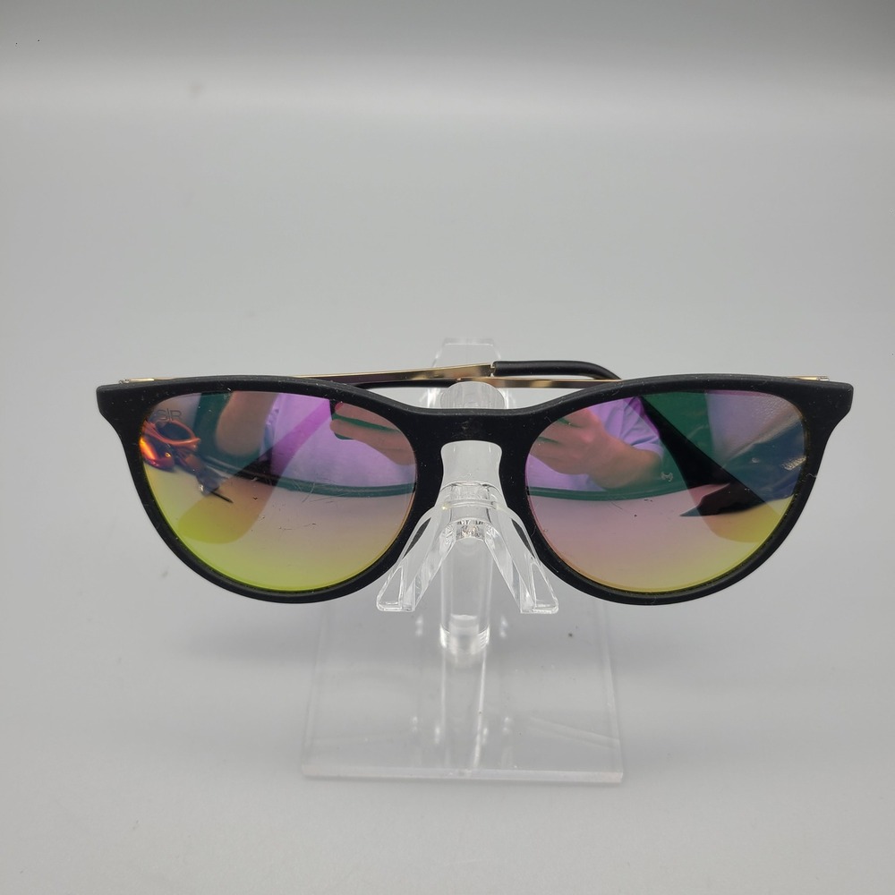 Shady Rays Sunglasses Matte Black Gold Frame Pink Yellow Mirrored Lens Round